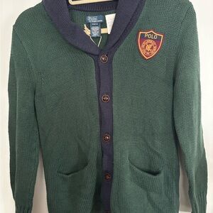 Polo by Ralph Lauren Kids Green and Navy Sweater with crest